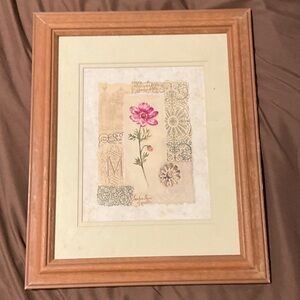 Floral Art Print with Wooden Frame